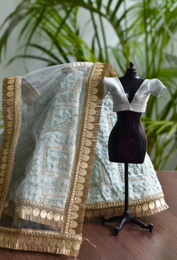 Blue Indian wedding outfit for doll