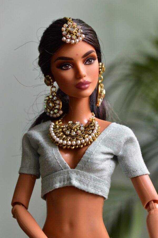 Blue Indian wedding outfit for doll