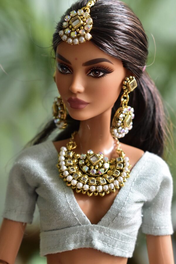 Blue Indian wedding outfit for doll