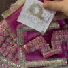 Pink and gold Indian wedding outfit for curvy doll