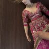 Pink and gold Indian wedding outfit for curvy doll
