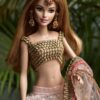 Pink embellished lehenga for doll