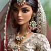 Maroon indian bridal lehenga for doll