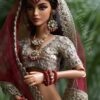 Maroon indian bridal lehenga for doll