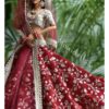 Maroon indian bridal lehenga for doll