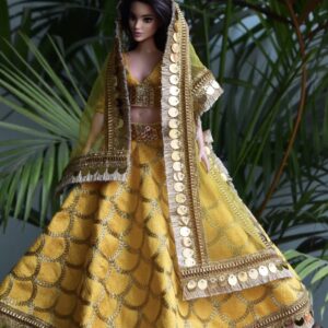 Yellow lehenga for curvy doll