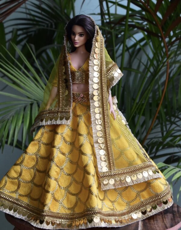 Yellow lehenga for curvy doll