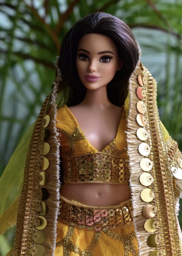 Yellow lehenga for curvy doll