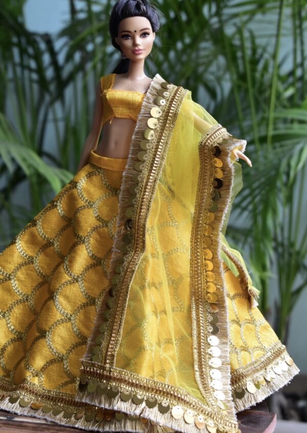 Yellow lehenga for doll