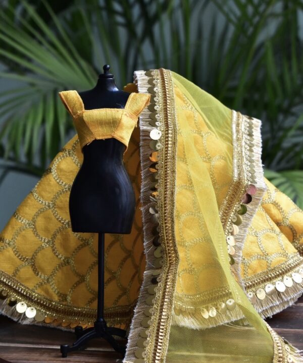 Yellow lehenga for doll