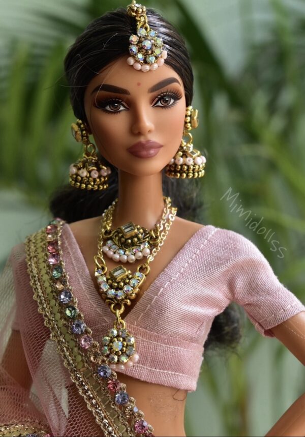 Pink Indian bridal lehenga for doll