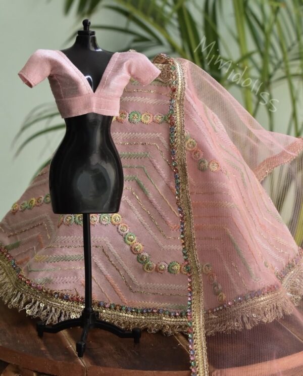 Pink Indian bridal lehenga for doll