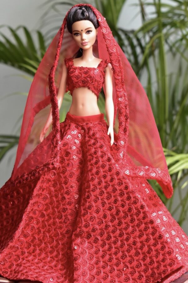 Red lehenga for doll