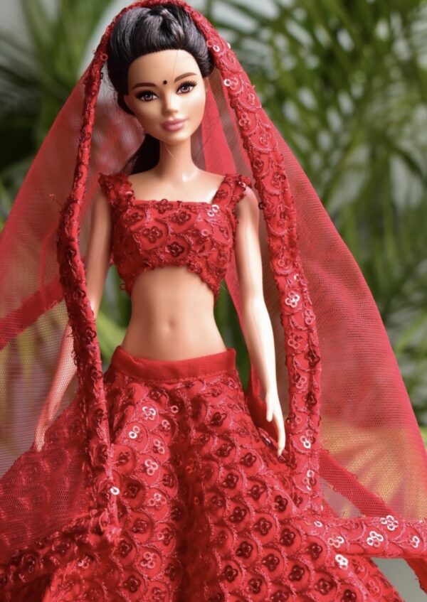 Red lehenga for doll
