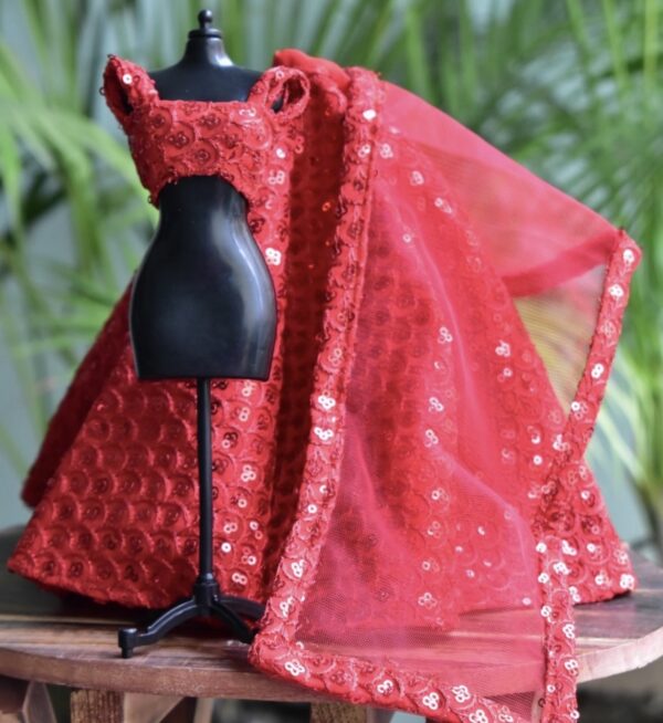 Red lehenga for doll