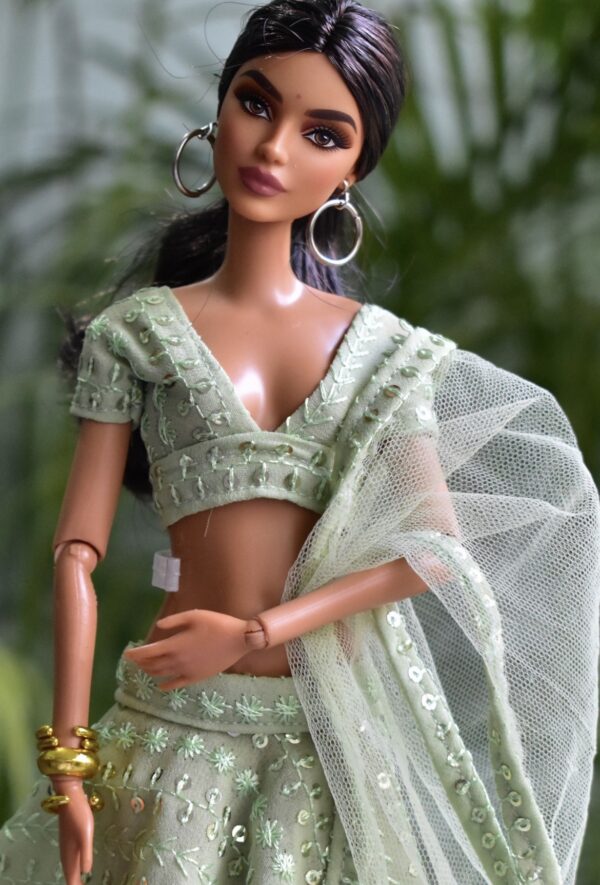 Green lehenga for doll