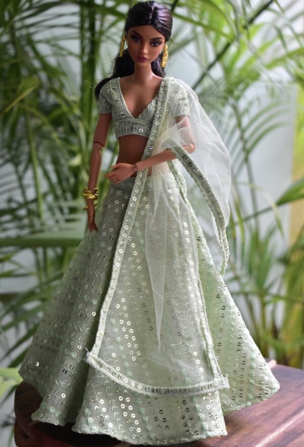 Green lehenga for doll