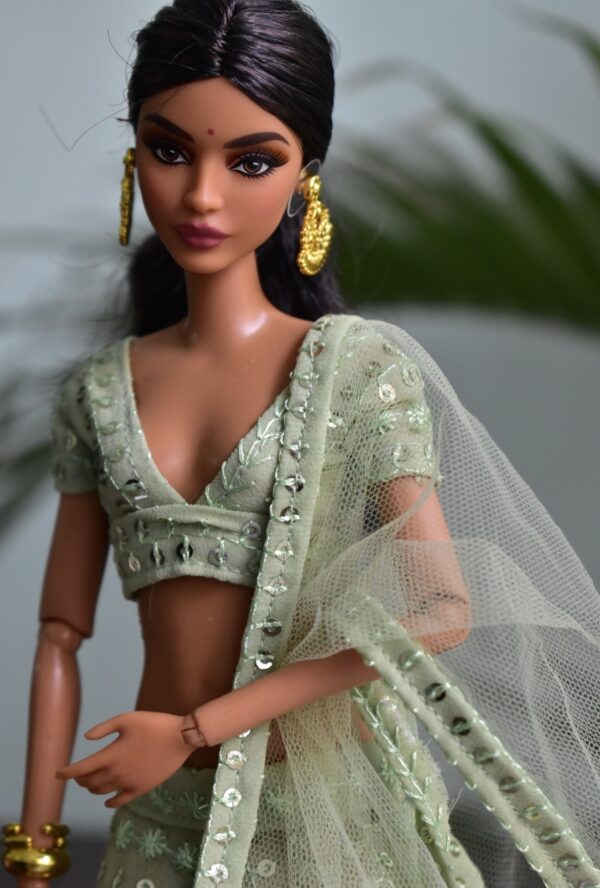 Green lehenga for doll