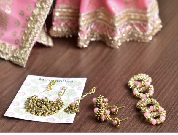 Pink Indian bridal saree for doll