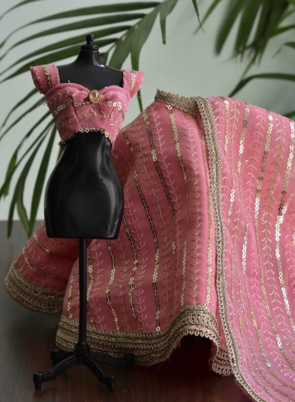 Sparkly pink lehenga for doll