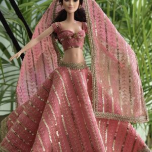 Sparkly pink lehenga for doll