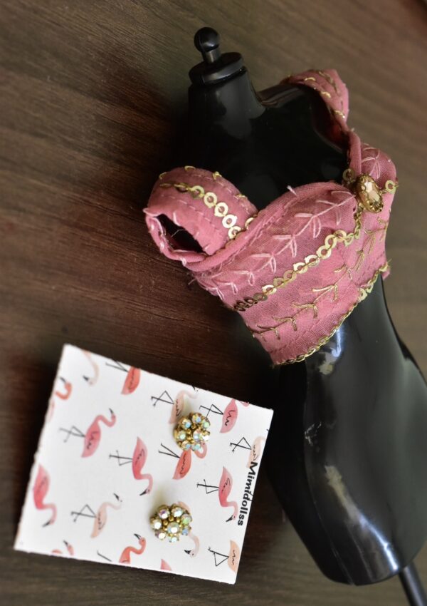 Sparkly pink lehenga for doll