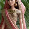 Pink Indian bridal saree for doll