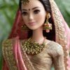 Pink Indian bridal saree for doll