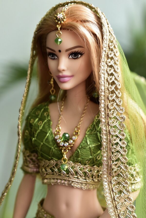 Green lehenga for doll