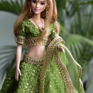 Green lehenga for doll