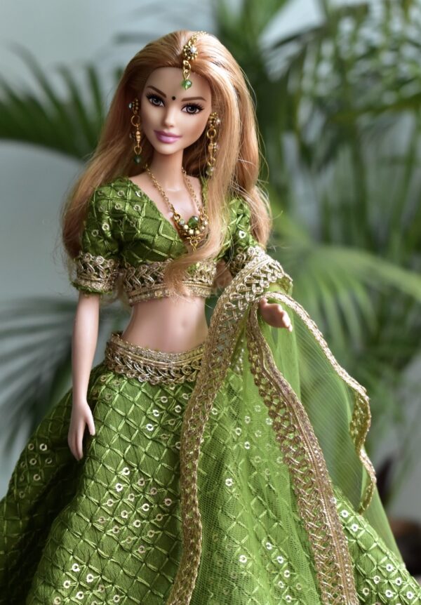 Green lehenga for doll