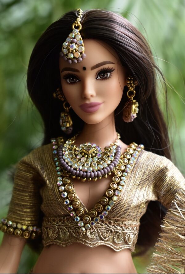 Lilac bridal lehenga for curvy doll