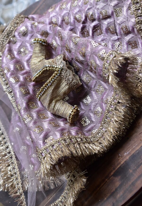 Lilac bridal lehenga for curvy doll