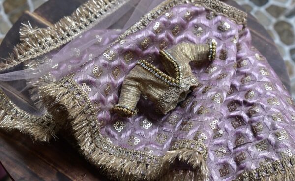 Lilac bridal lehenga for curvy doll