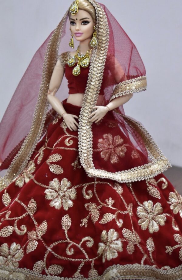 Red Indian bridal lehenga for curvy doll