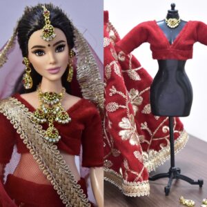 Red indian bridal lehenga for curvy doll