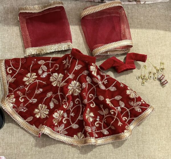 Red indian bridal lehenga for curvy doll