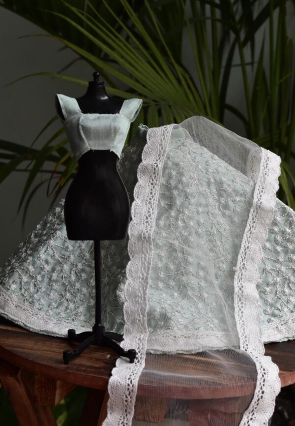 Blue white lehenga for doll