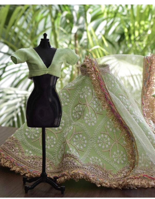 Green wedding lehenga for doll