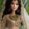 White gold Indian wedding lehenga for doll
