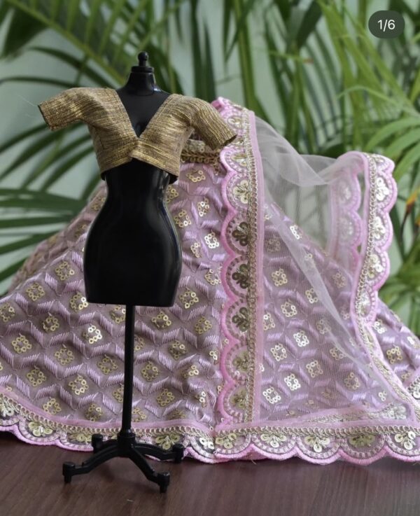 Pink lilac lehenga for doll