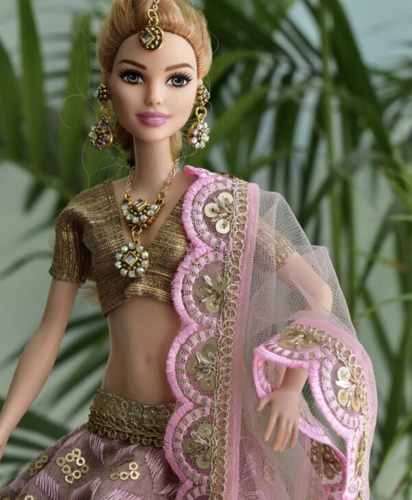 Pink lilac lehenga for doll