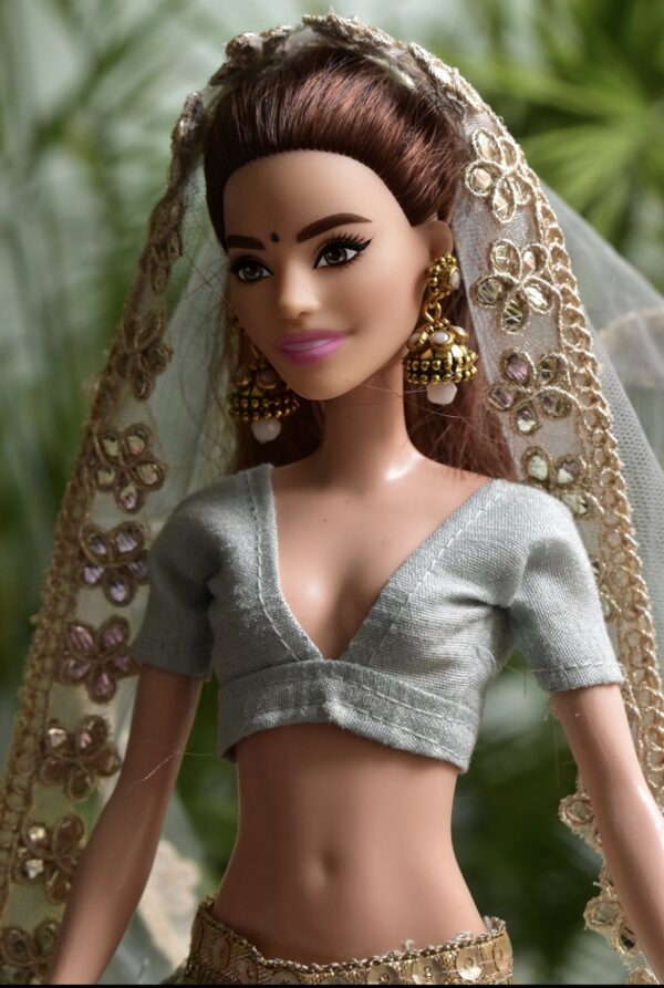 Blue Indian festive lehenga for doll