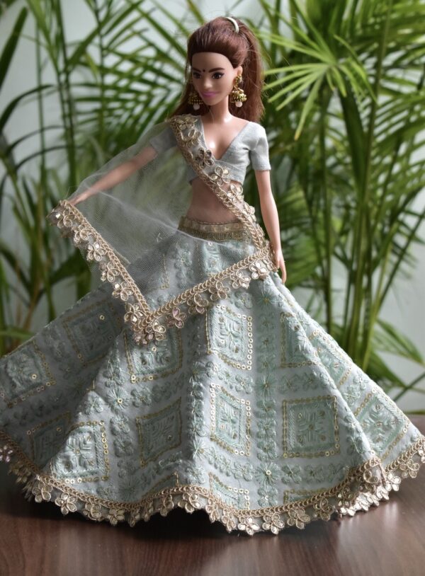 Blue Indian festive lehenga for doll