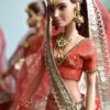 Red gold Indian wedding lehenga for doll