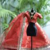 Red gold Indian wedding lehenga for doll