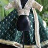Green gold Indian bridal lehenga for curvy doll