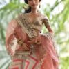 Orange gold festive lehenga for doll