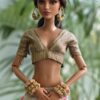Orange gold festive lehenga for doll