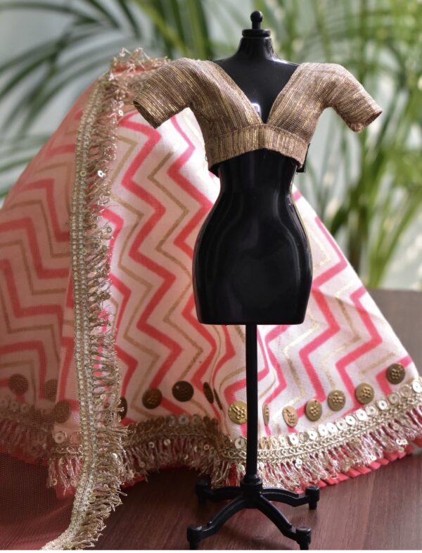 Orange gold festive lehenga for doll